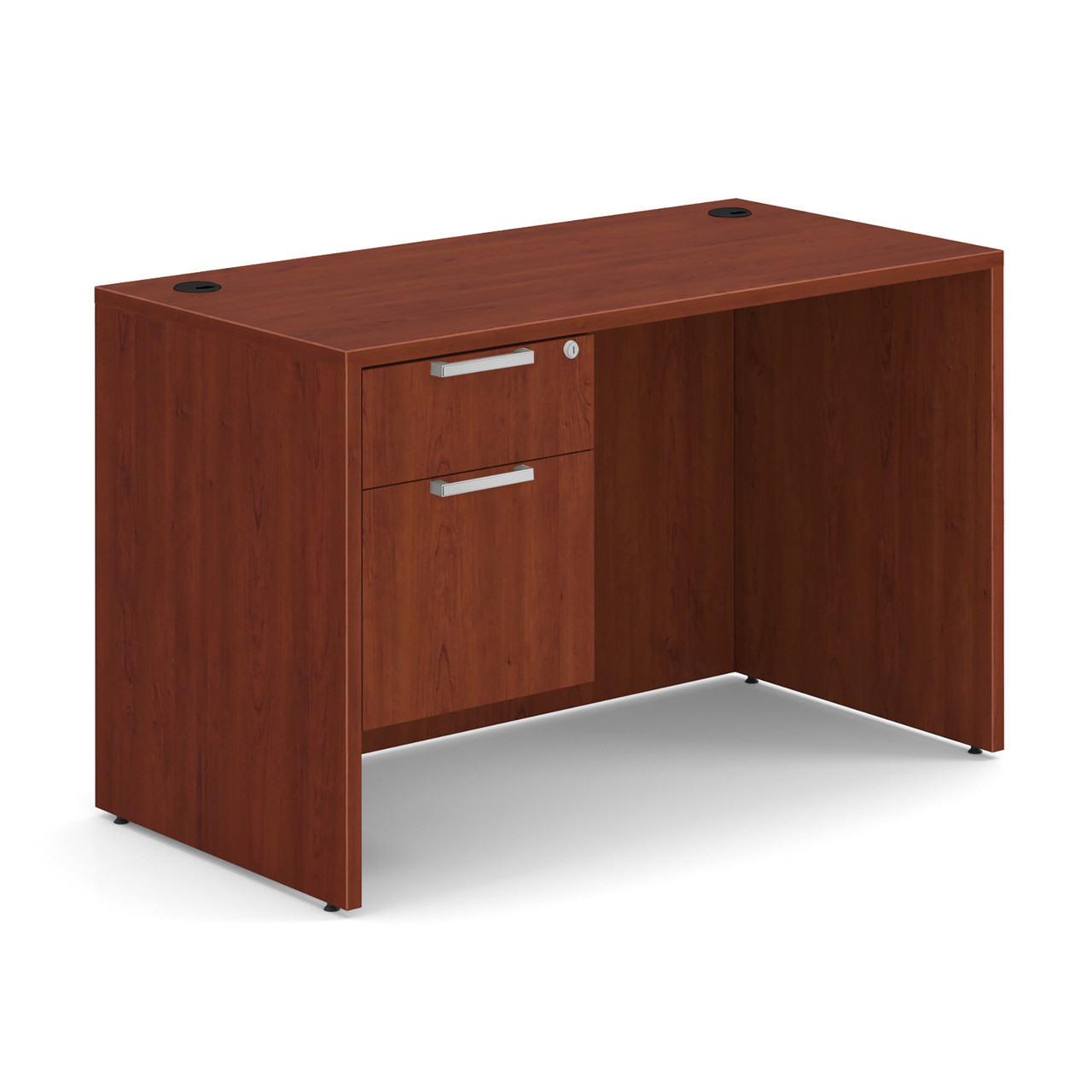 OfficeSource OS Laminate Collection Single 3/4 Pedestal Desk - 48" x 24" - Image 2