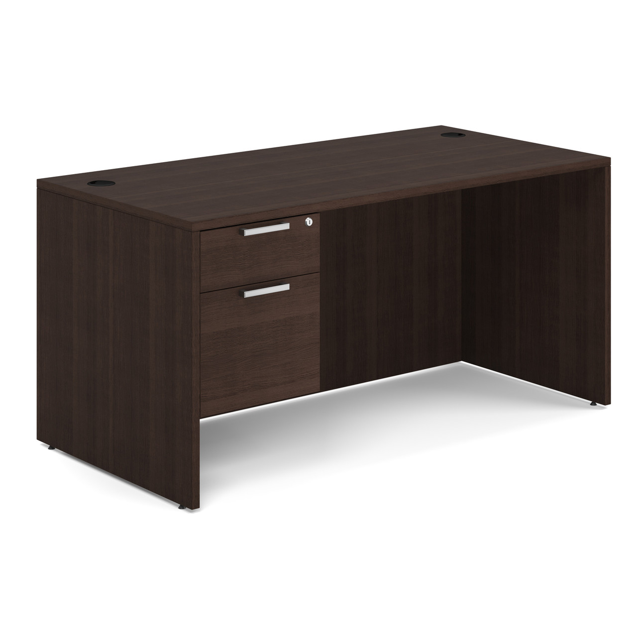 OfficeSource OS Laminate Collection Single 3/4 Pedestal Desk - 60" x 30" - Image 2