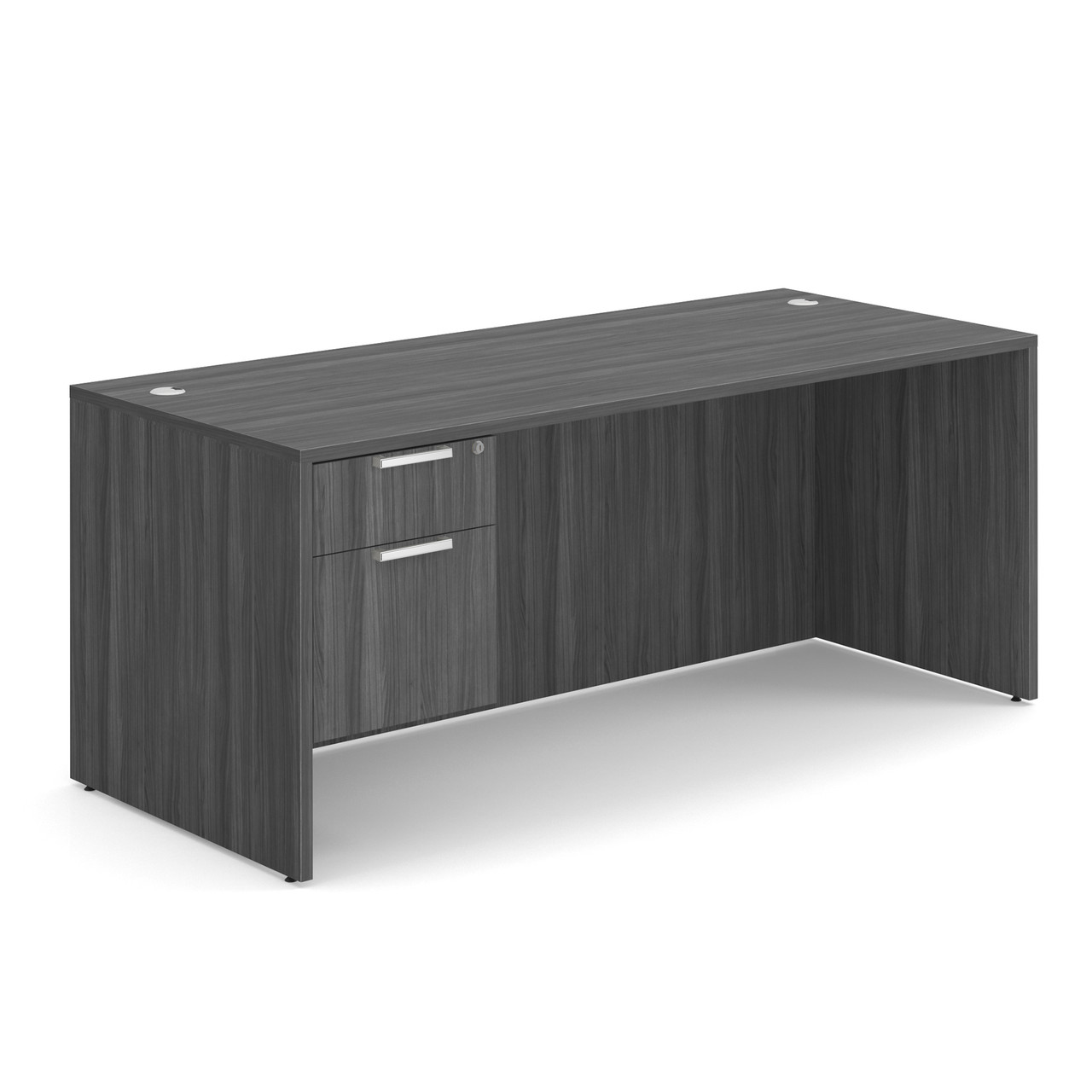 OfficeSource OS Laminate Collection Single 3/4 Pedestal Desk - 71" x 30" - Image 3