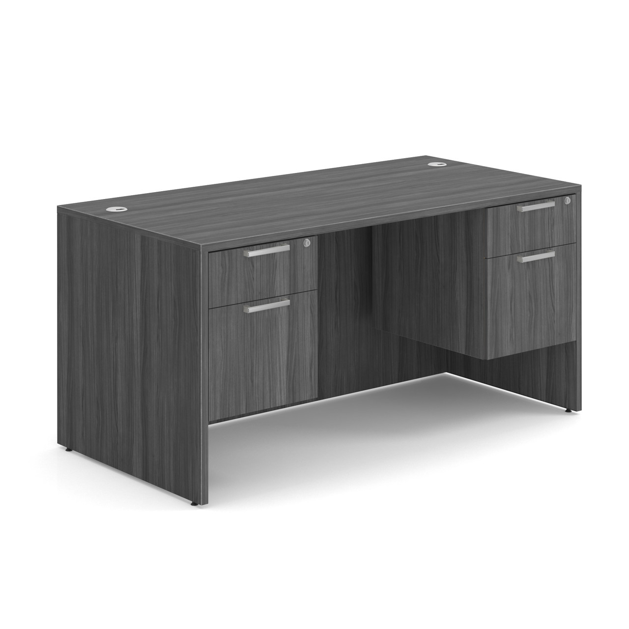 OfficeSource OS Laminate Collection Double 3/4 Pedestal Desk - 60" x 30" - Image 2