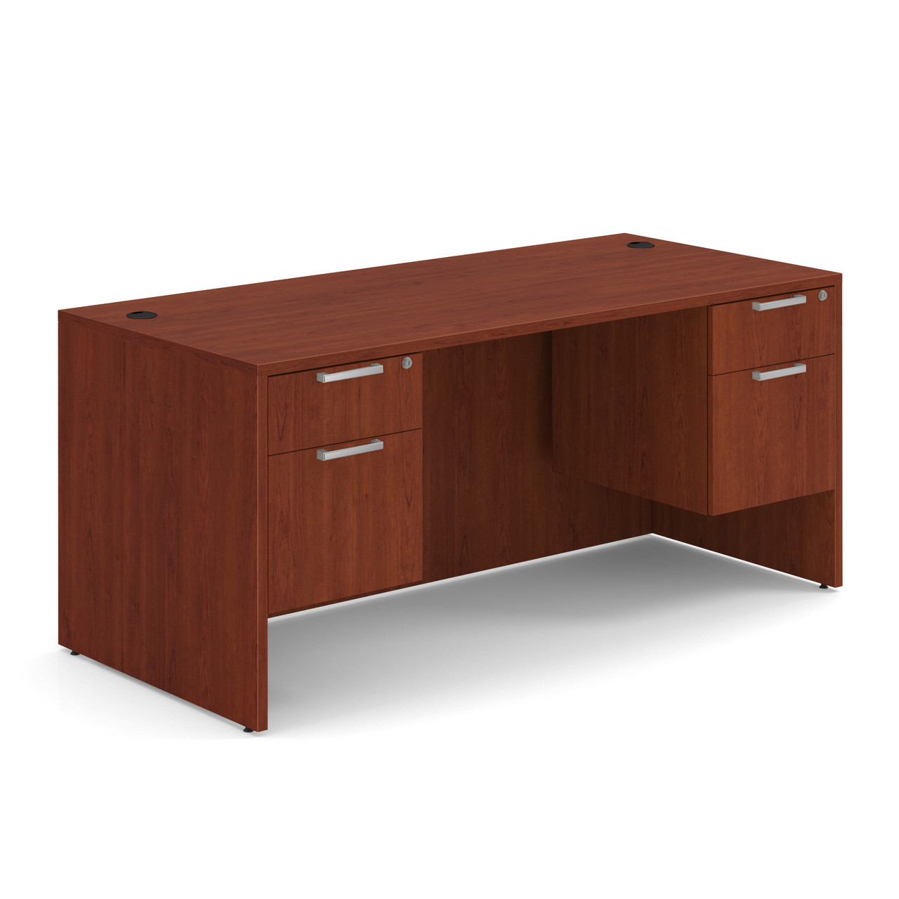 OfficeSource OS Laminate Collection Double 3/4 Pedestal Desk - 66" x 30" - Image 4