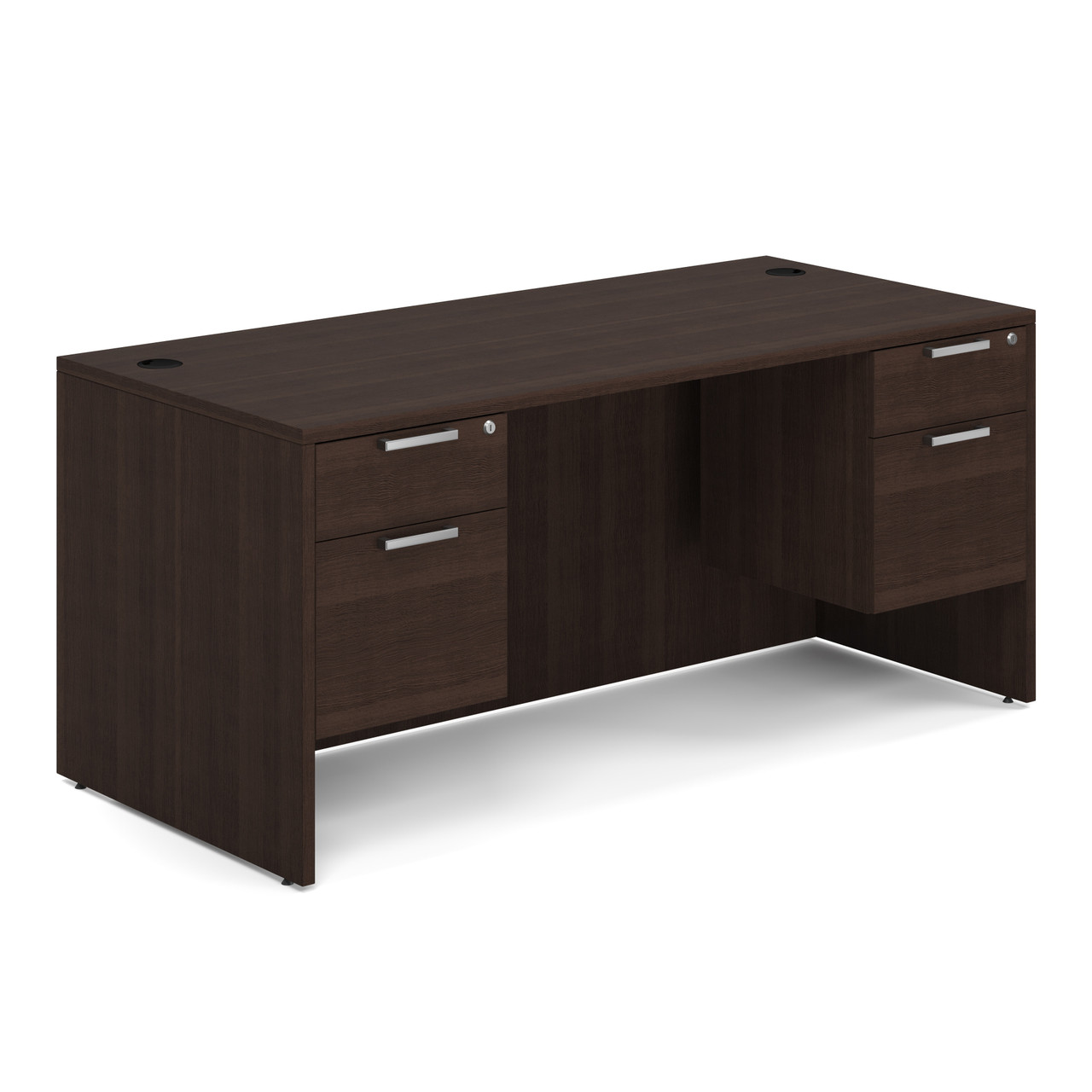 OfficeSource OS Laminate Collection Double 3/4 Pedestal Desk - 66