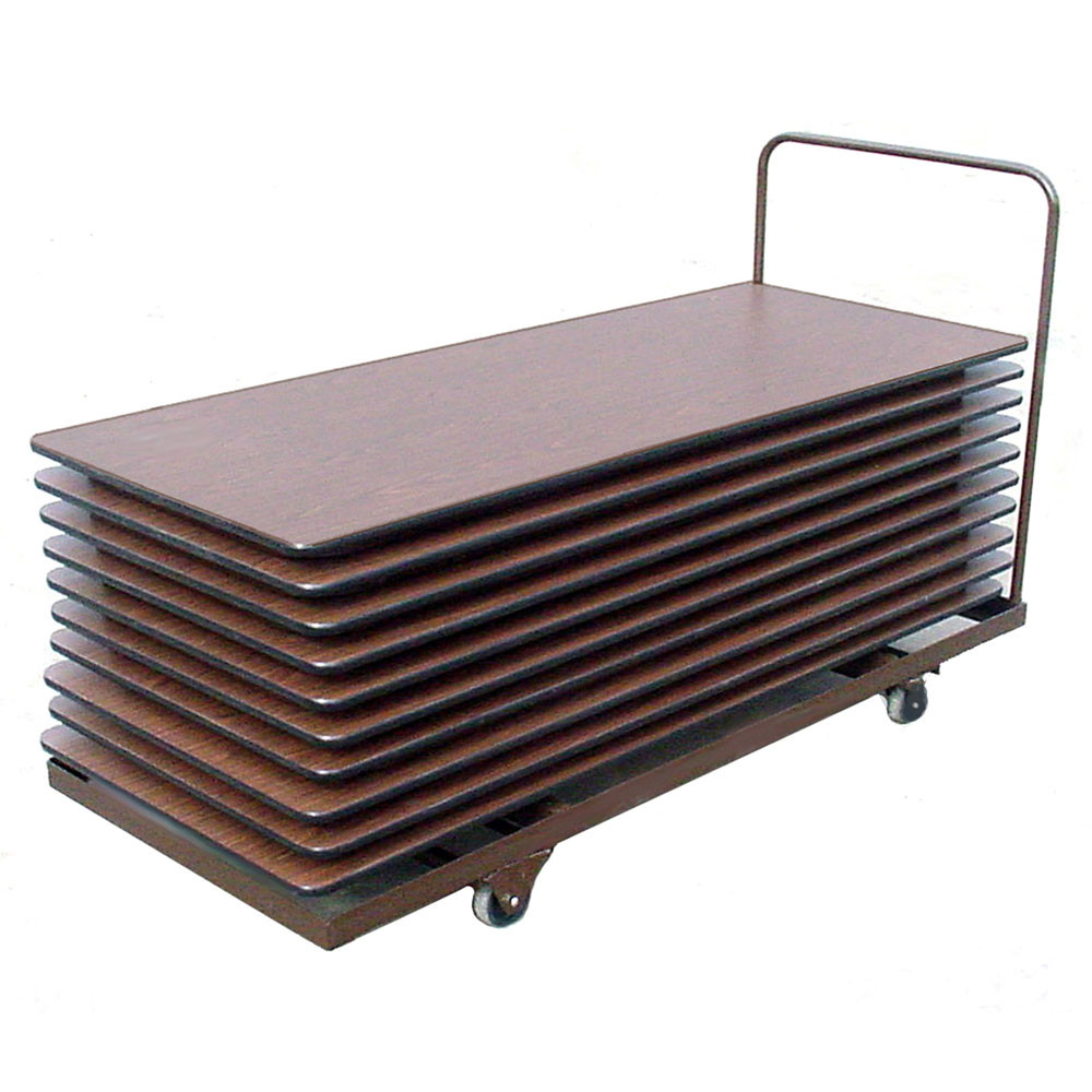 OfficeSource Melamine Folding Tables Flat Stacking Rectangular Table Truck - Image 2