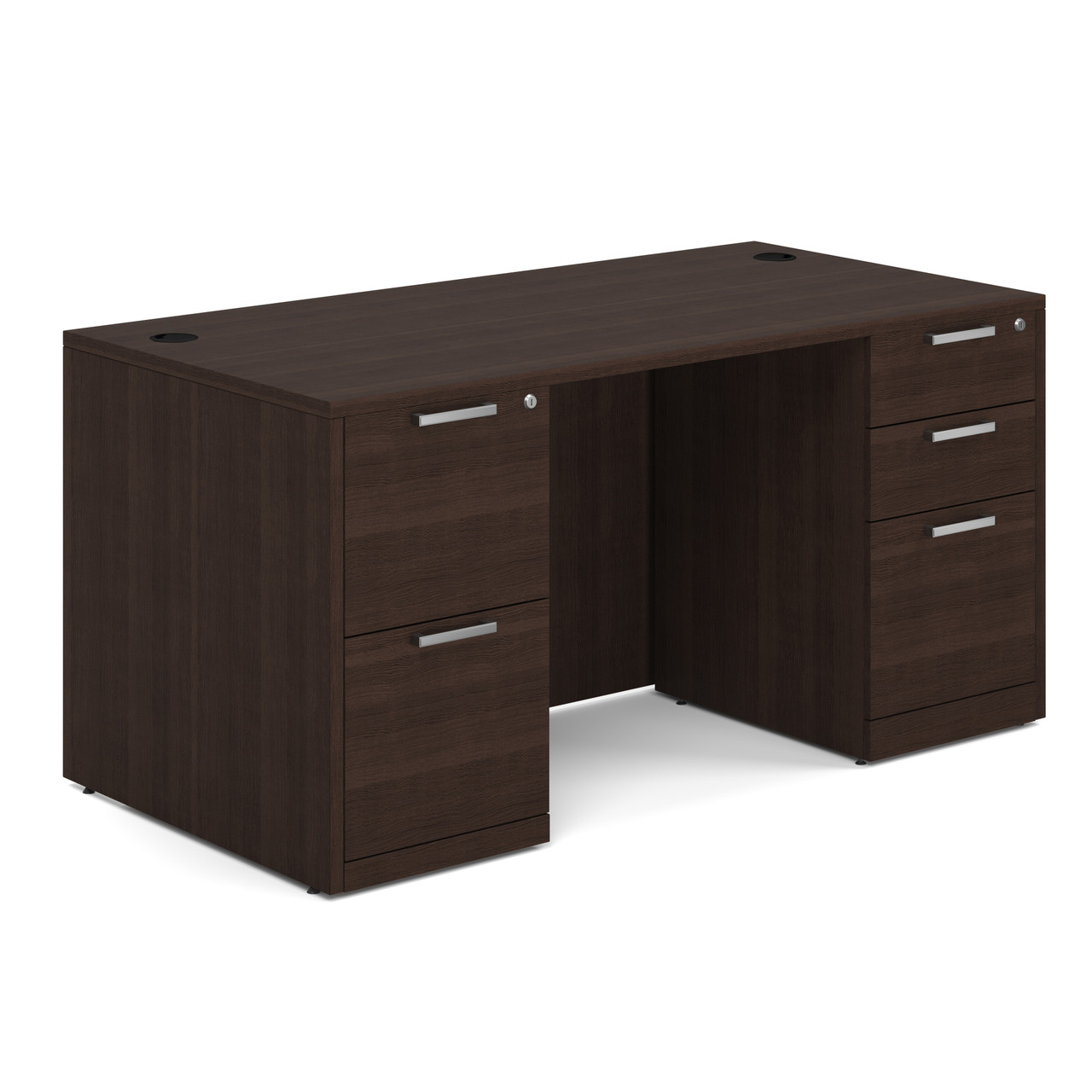 OfficeSource OS Laminate Collection Double Full Pedestal Desk - 60" x 30" - Image 3
