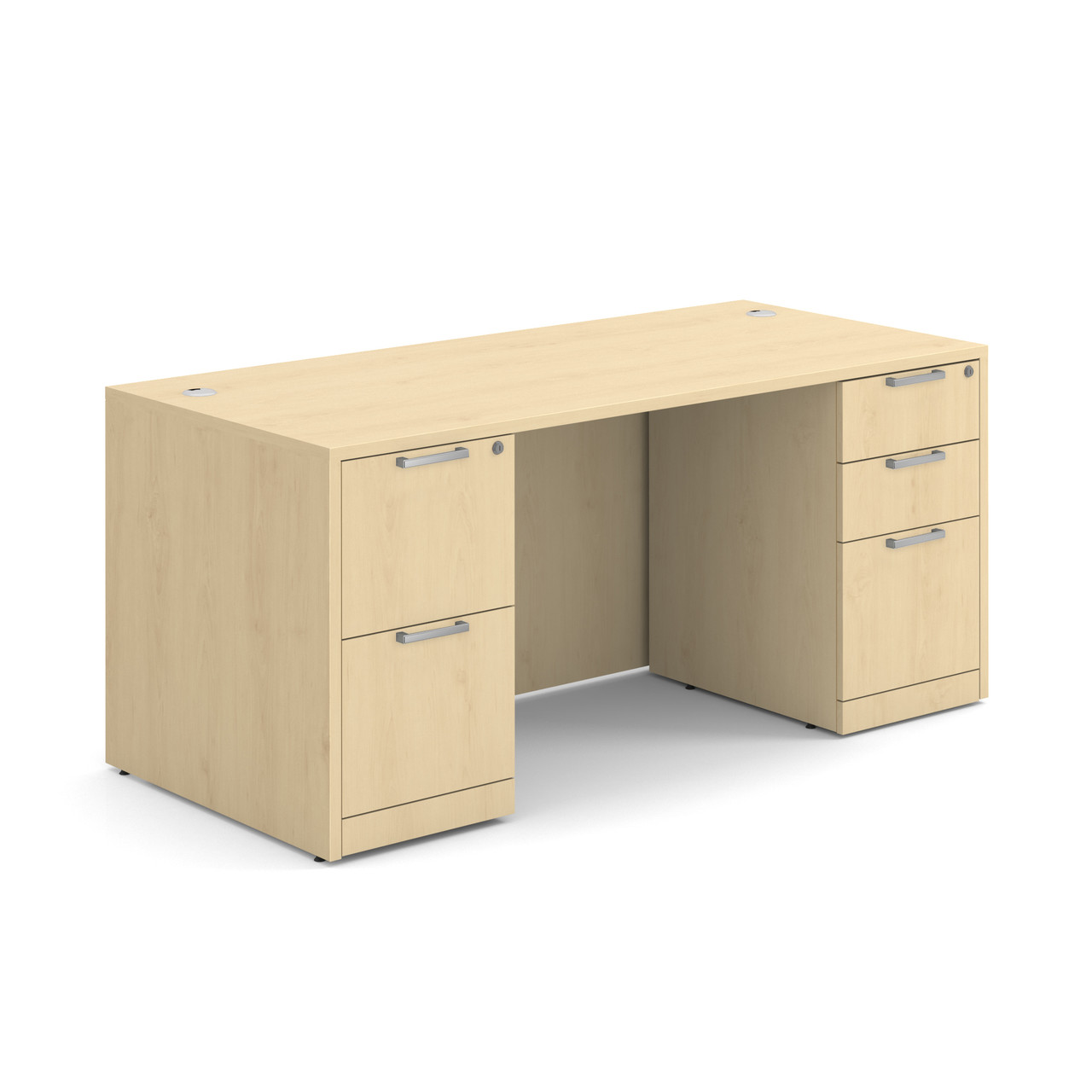 OfficeSource OS Laminate Collection Double Full Pedestal Desk - 66'' x 30'' - Image 8
