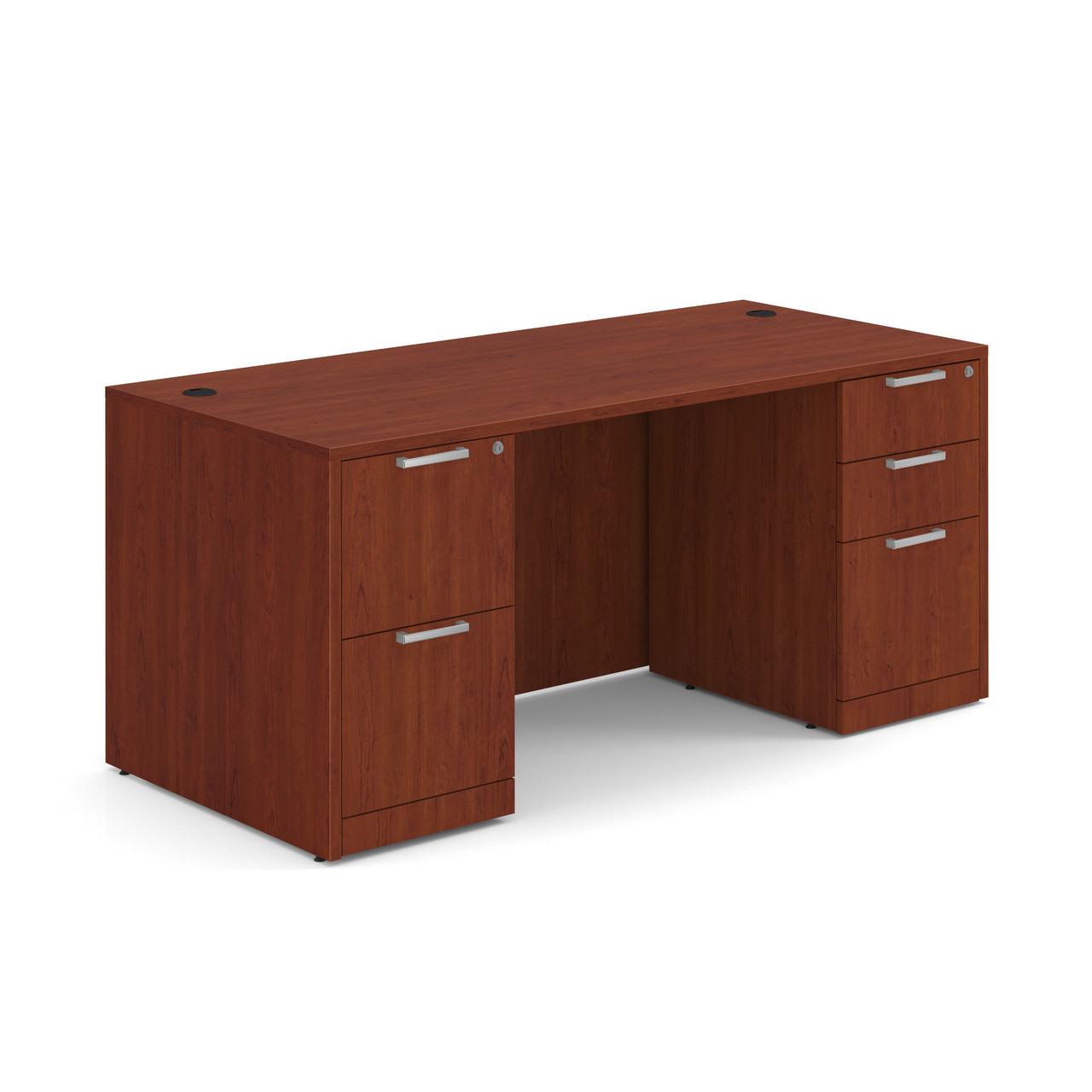 OfficeSource OS Laminate Collection Double Full Pedestal Desk - 66'' x 30'' - Image 2