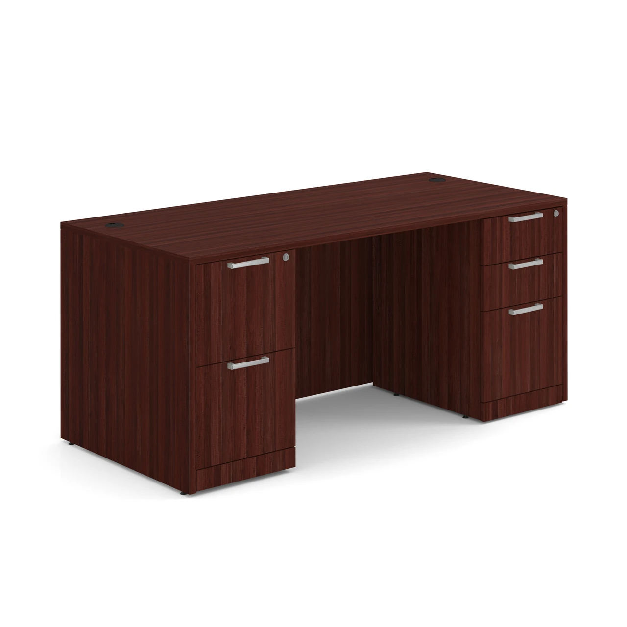 OfficeSource OS Laminate Collection Double Full Pedestal Desk - 66'' x 30'' - Image 4