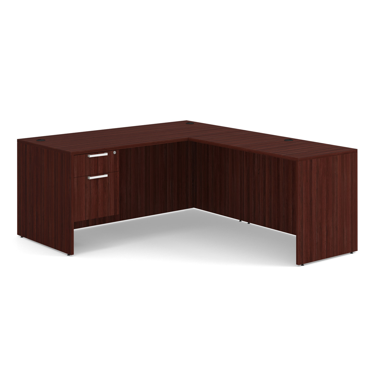 OfficeSource OS Laminate Collection Single 3/4 Pedestal "L" Desk - 66" x 30" - Image 8