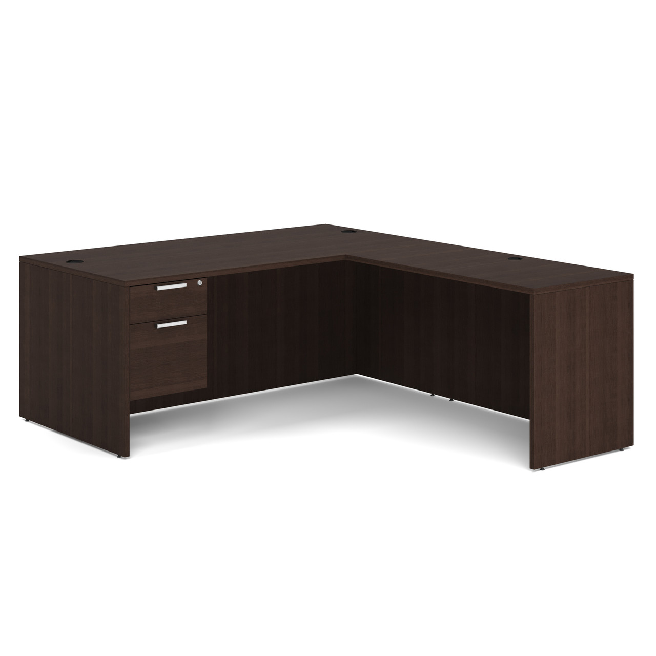OfficeSource OS Laminate Collection Single 3/4 Pedestal ''L'' Desk - 71'' x 36'' - Image 7