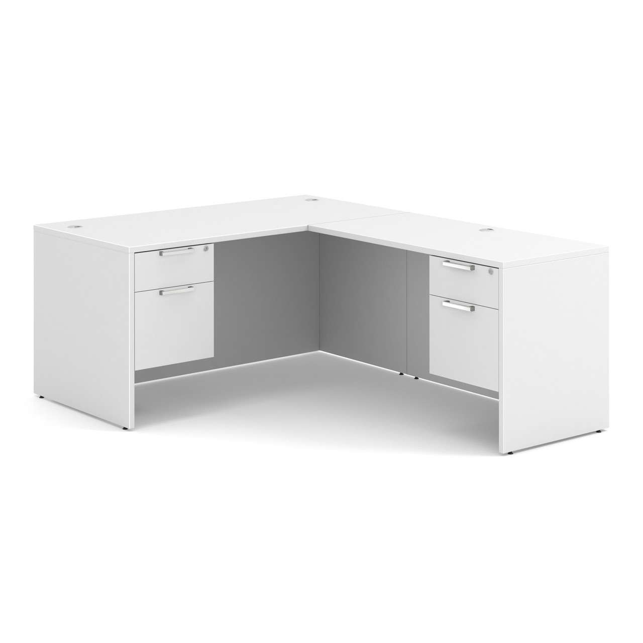 OfficeSource OS Laminate Collection Double 3/4 Pedestal ''L'' Desk - 60'' x 30'' - Image 9