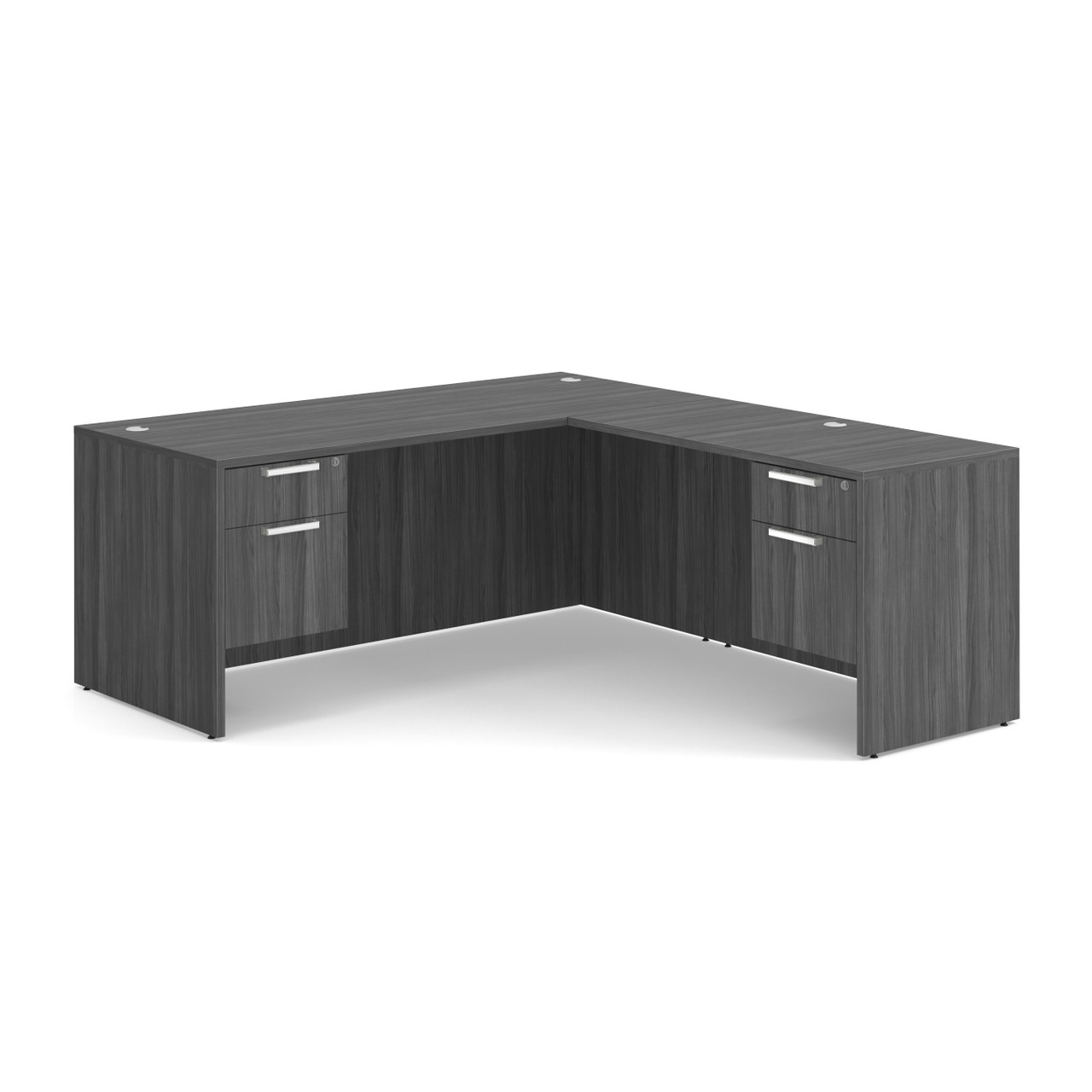 OfficeSource OS Laminate Collection Double 3/4 Pedestal ''L'' Desk - 71'' x 30'' - Image 5