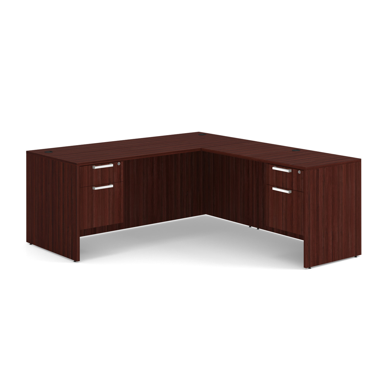 OfficeSource OS Laminate Collection Double 3/4 Pedestal ''L'' Desk - 71'' x 30'' - Image 2