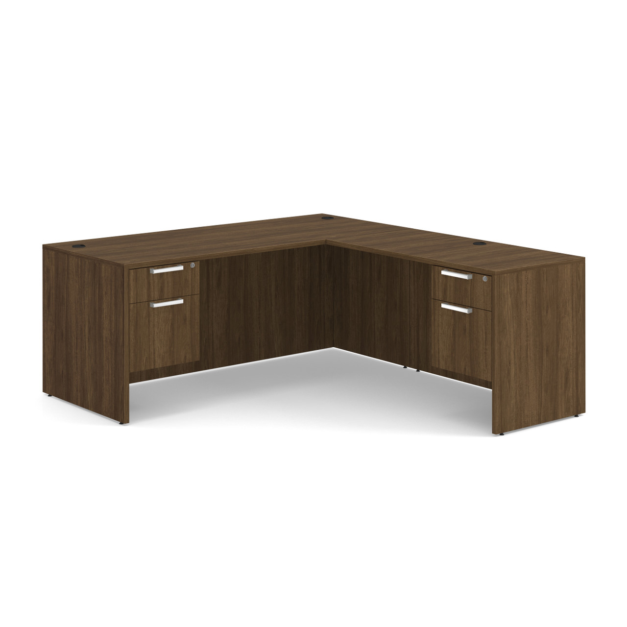 OfficeSource OS Laminate Collection Double 3/4 Pedestal ''L'' Desk - 71'' x 30'' - Image 6