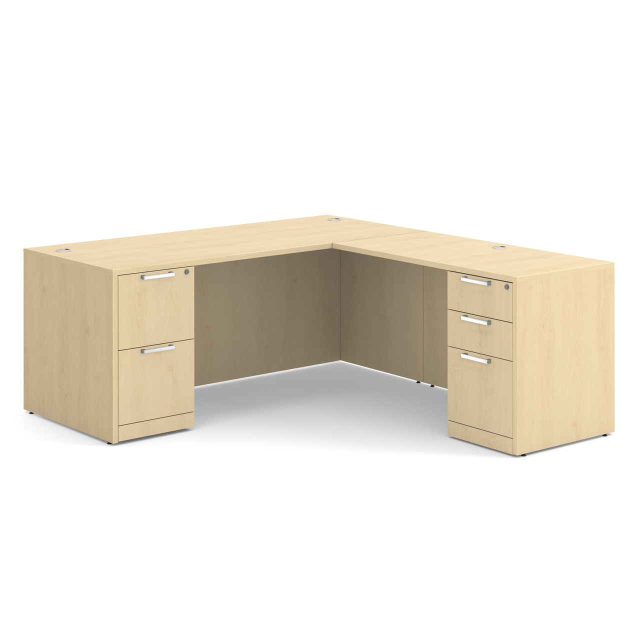 OfficeSource OS Laminate Collection Double Full Pedestal ''L'' Desk - 71'' x 30'' - Image 9