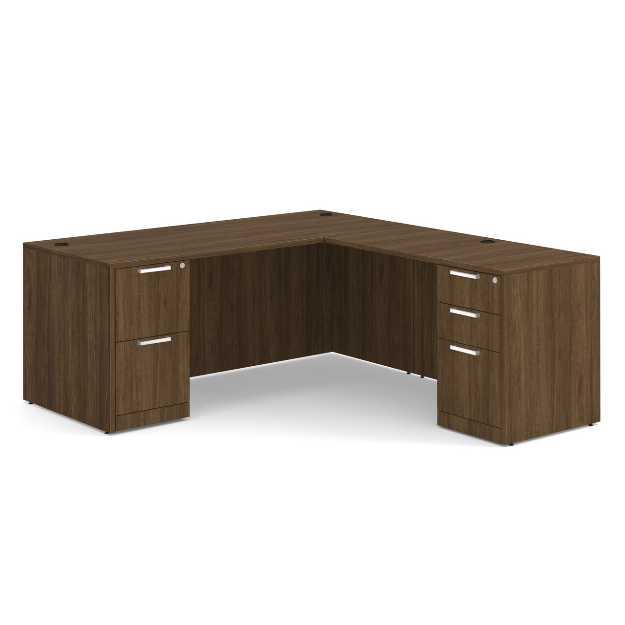 OfficeSource OS Laminate Collection Double Full Pedestal ''L'' Desk - 71'' x 30'' - Image 4