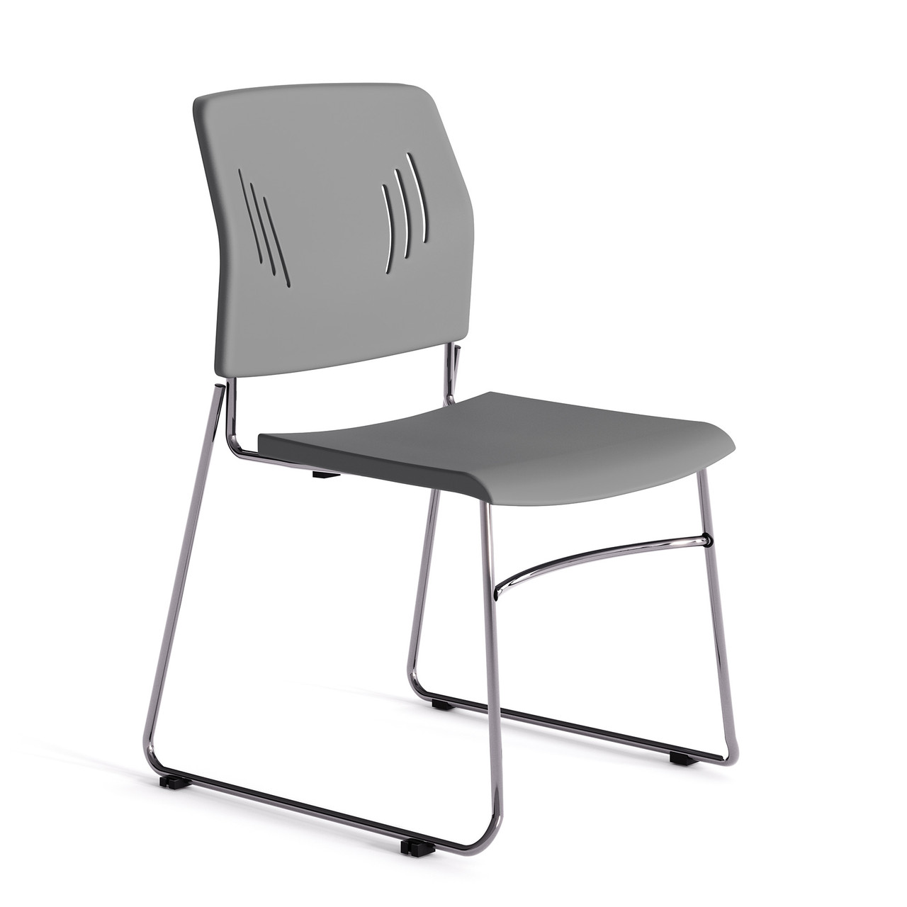OfficeSource Stacked Seating Armless Stackable Side Chair with Chrome Frame - Image 7