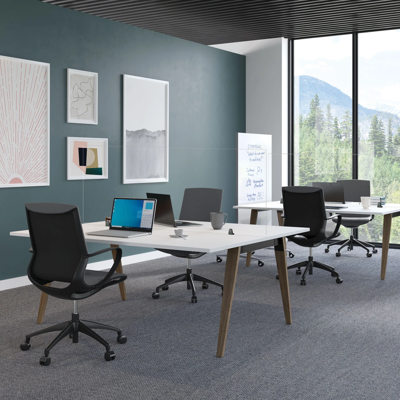 OfficeSource SafeGuard Barrier Collection Clear Acrylic Screen with Square Edges - 60"W x 30"H - Image 5