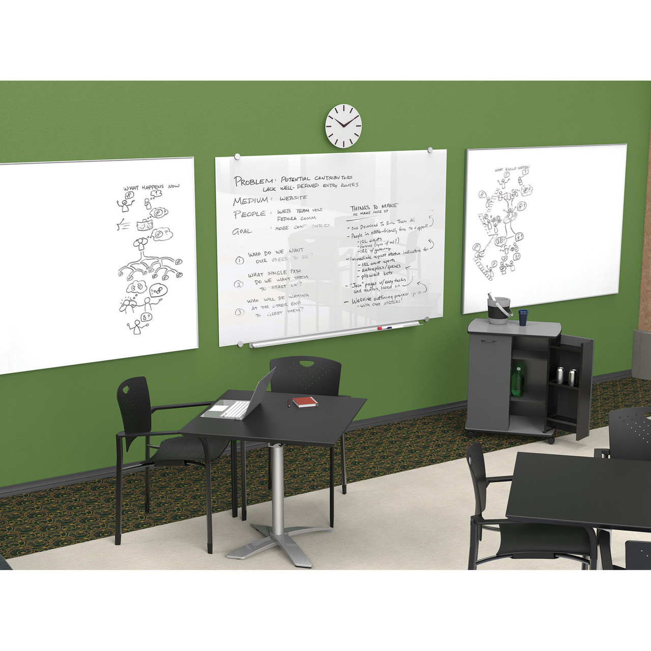 Magnetic Glass Dry Erase Whiteboard - 36"W x 48"H - Image 2