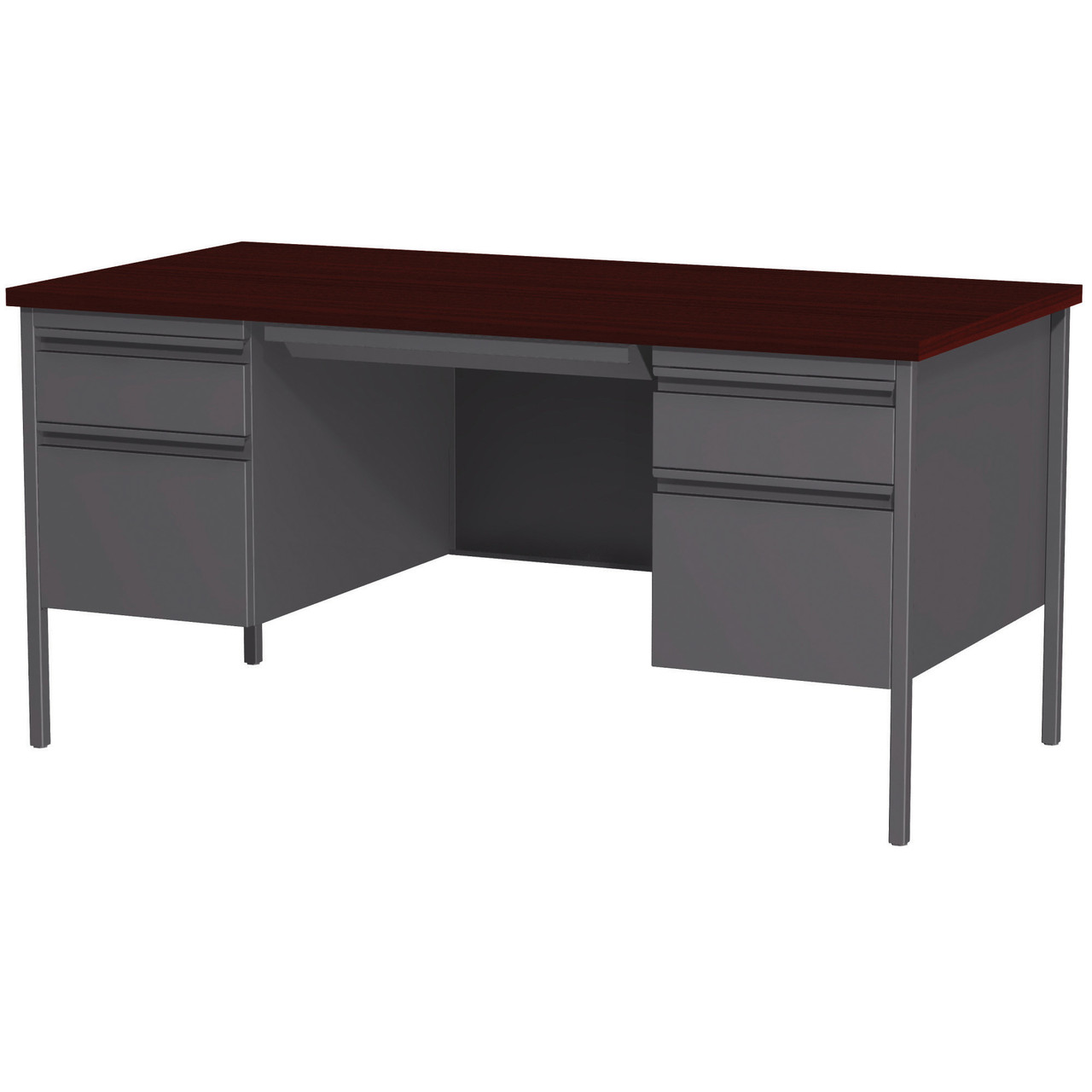 OfficeSource | Raleigh | 60"W Double Pedestal Steel Desk - Image 6