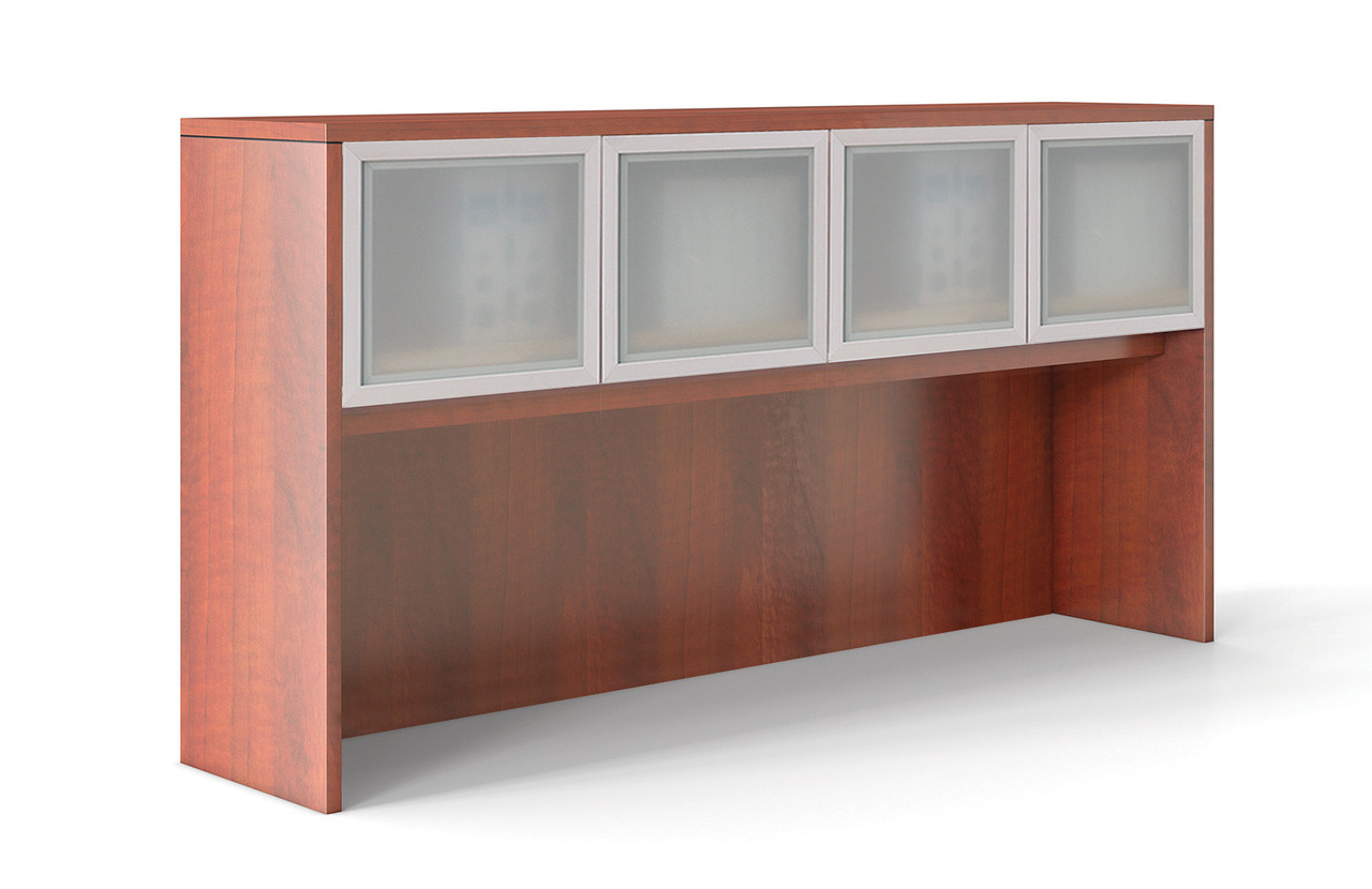 OfficeSource | OS Laminate | Optional Silver Glass Hutch Doors - For OS140OH Open Hutch - Image 2