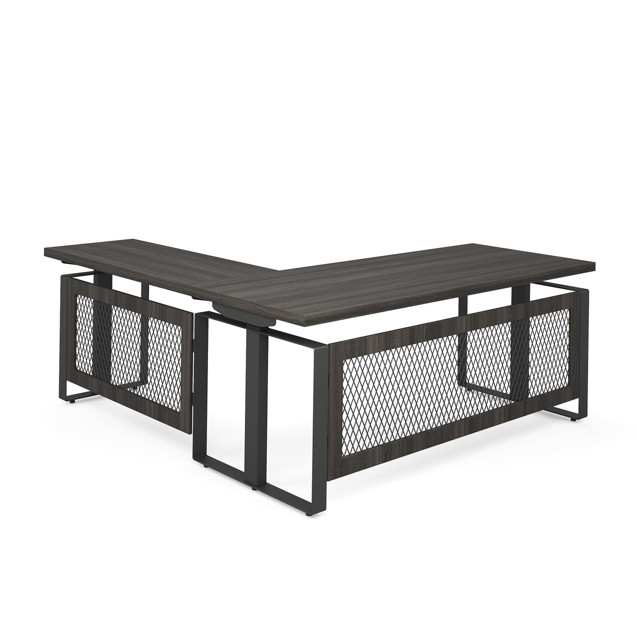 Industrial L-shaped Computer Desk with Cabinet