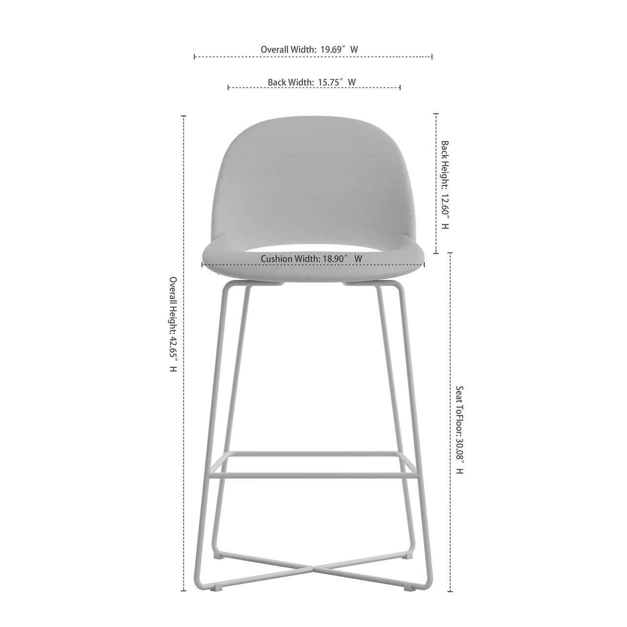 OfficeSource | Jola | Bar Height Fabric Stool with Black Metal Base - Set of 2 - Image 3