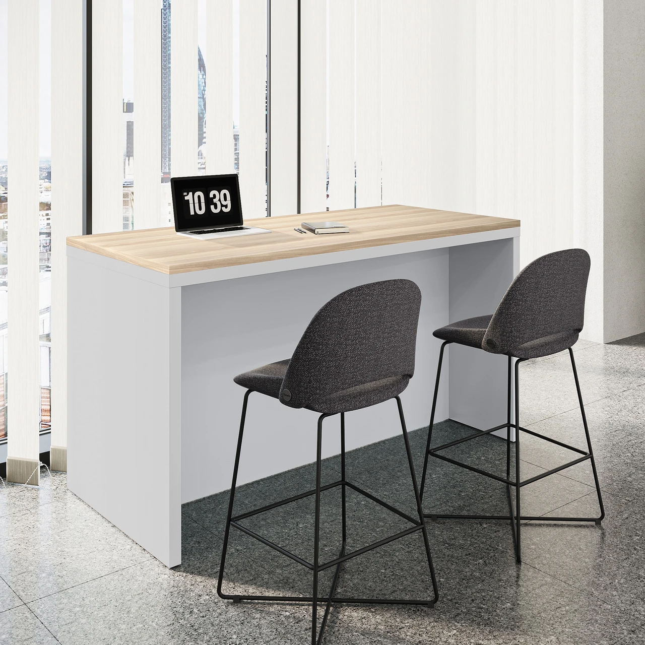 OfficeSource | Jola | Bar Height Fabric Stool with Black Metal Base - Set of 2 - Image 4