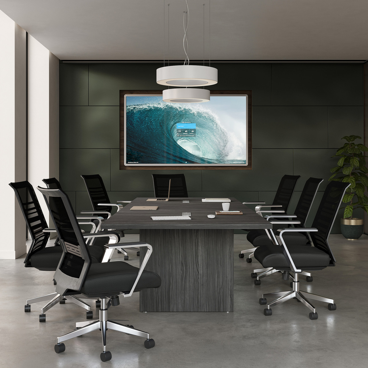OfficeSource Interchangeable Black Mesh High Back Task Chair with Aluminum Arms and Base - Image 5