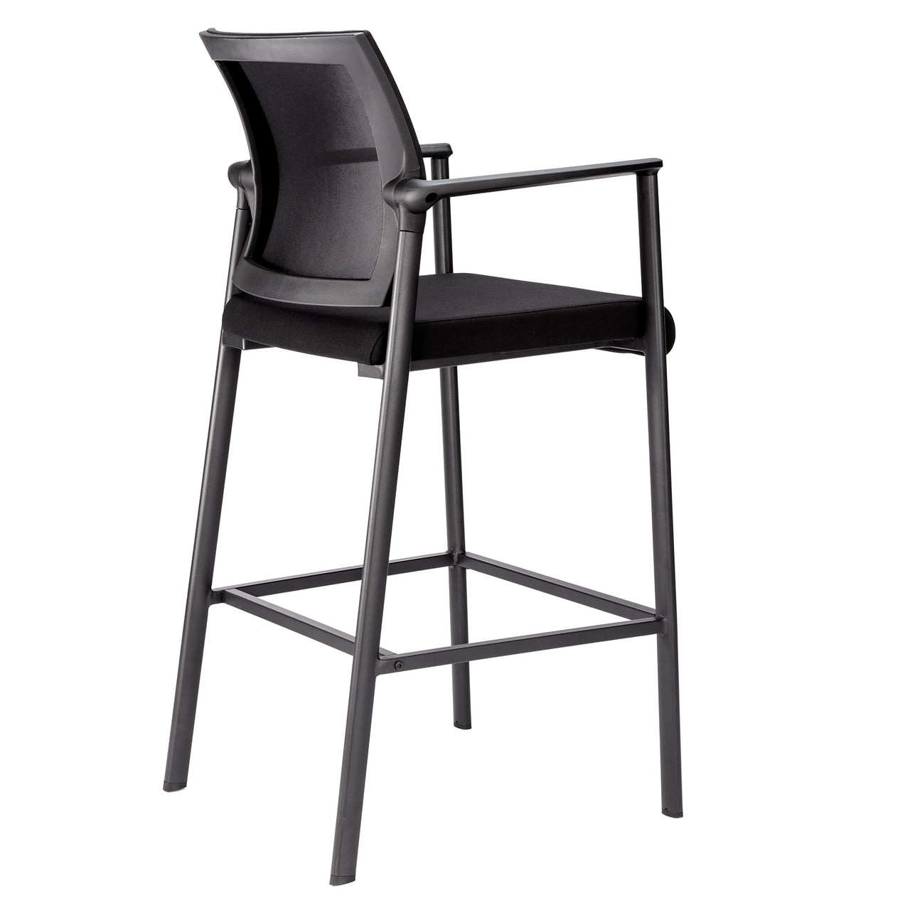 OfficeSource Oslo Mesh Back Stool with Arms and Black Frame - Image 3