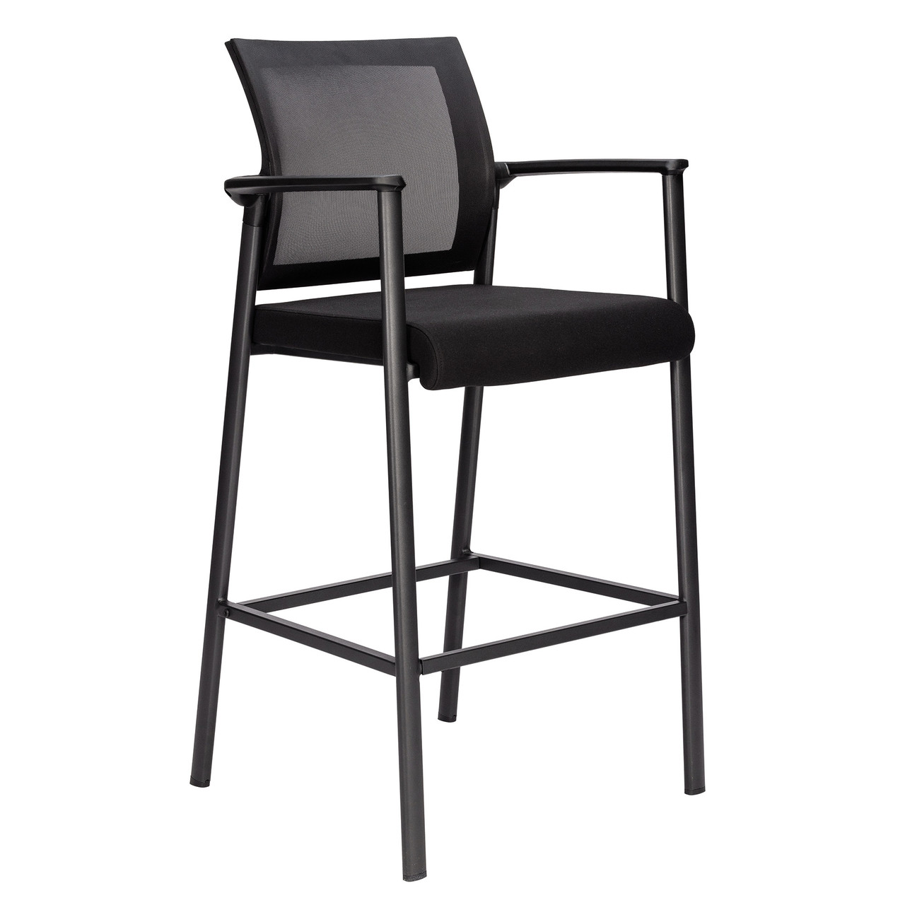 OfficeSource Oslo Mesh Back Stool with Arms and Black Frame - COE