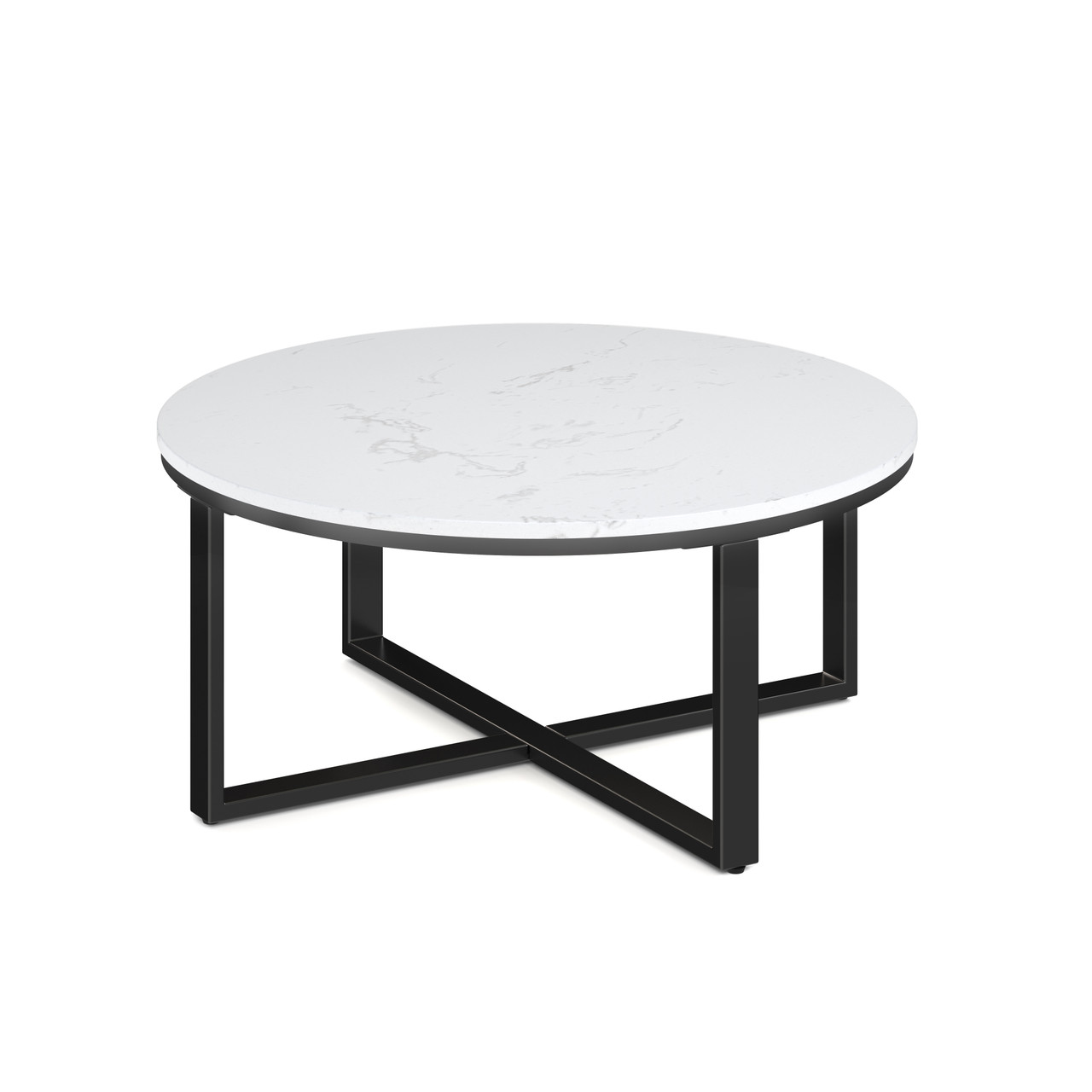 Kora 36" Round Occasional Table with Black Metal Base - Image 2