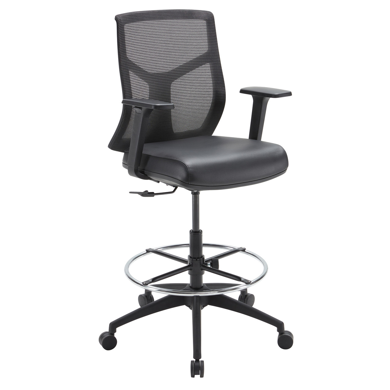 OfficeSource Starlight Mid Back Stool with Black Frame - COE