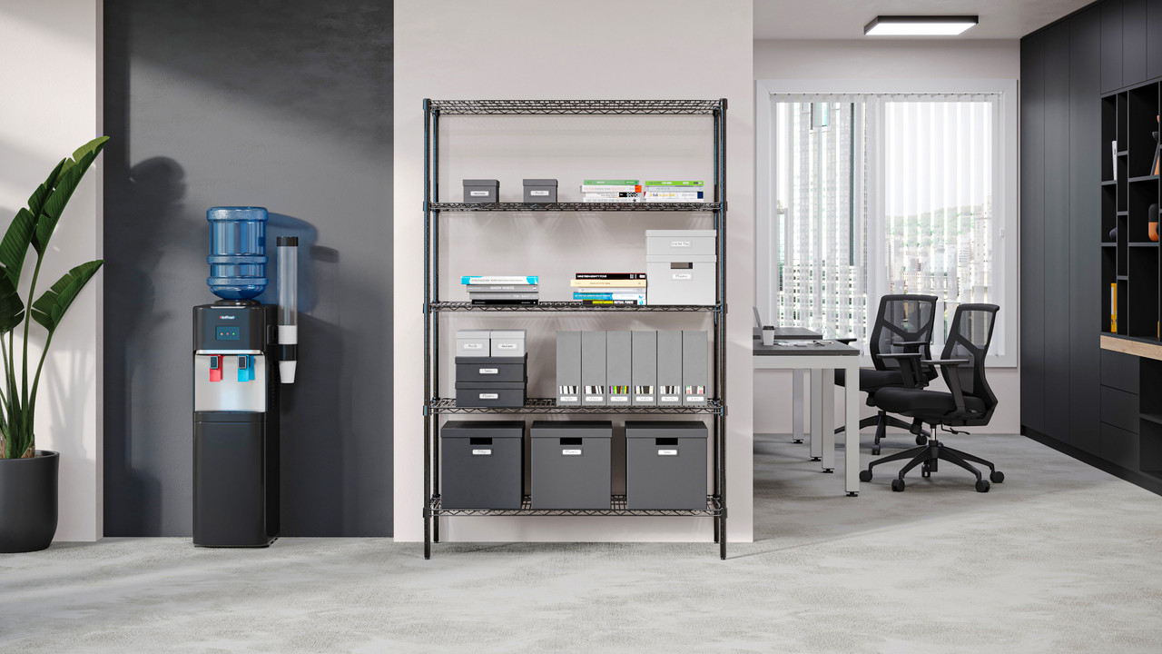 OfficeSource 5-Shelf 48"Wx24"Dx72"H Wire Rack - Image 3