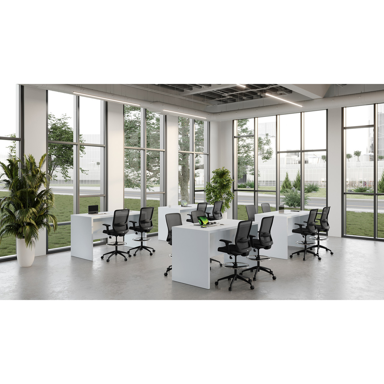 OfficeSource Orion Armless Mesh Back Task Stool with Black Frame - Image 8