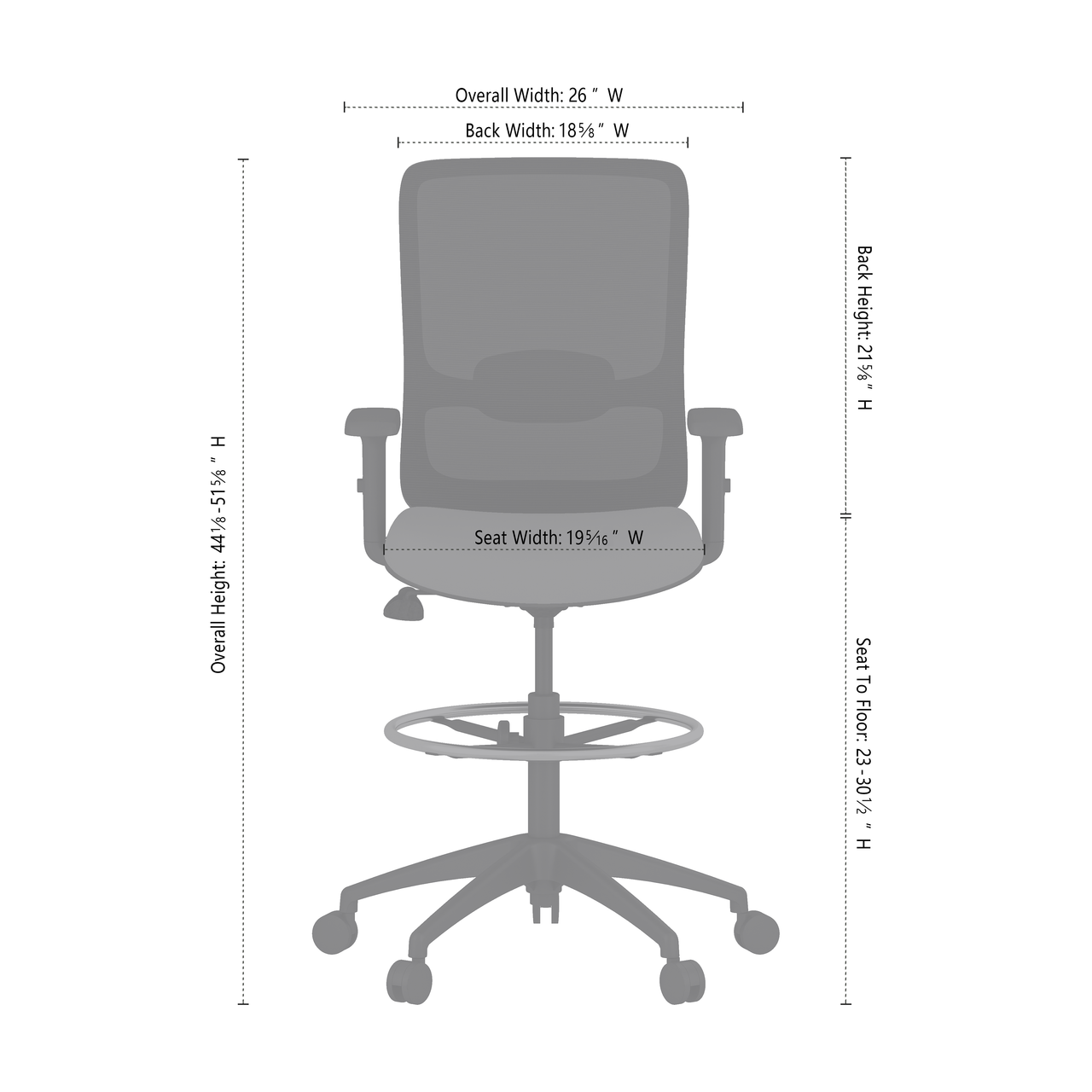 OfficeSource Orion Armless Mesh Back Task Stool with Black Frame - Image 7