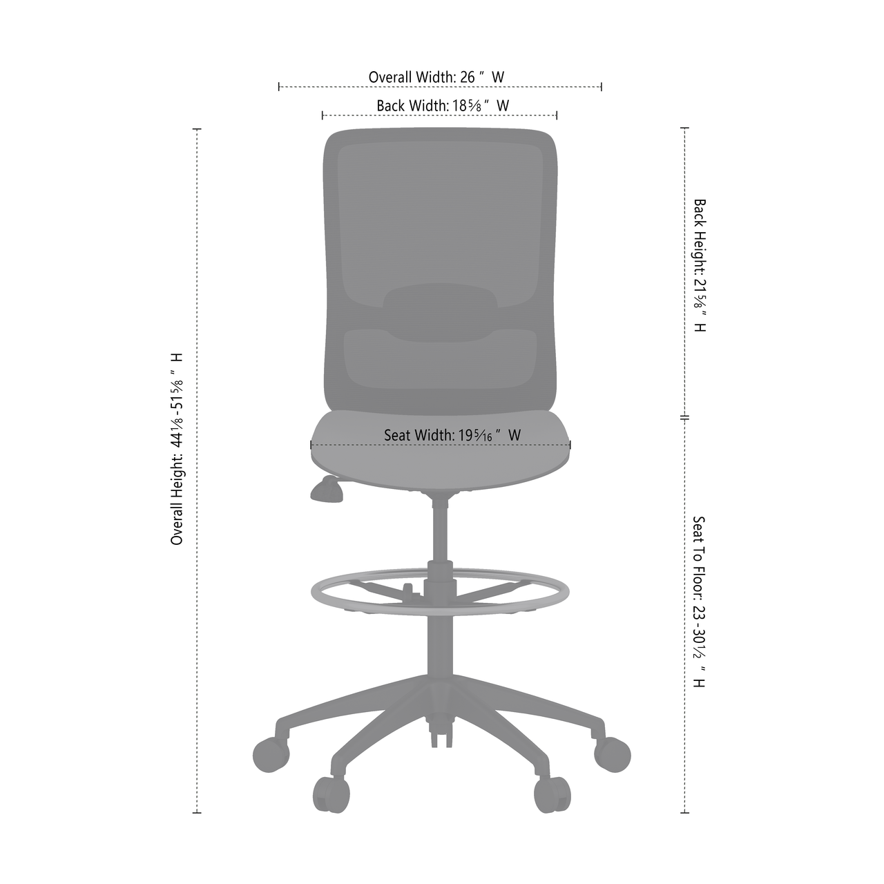 OfficeSource Orion Armless Mesh Back Task Stool with Black Frame - Image 6