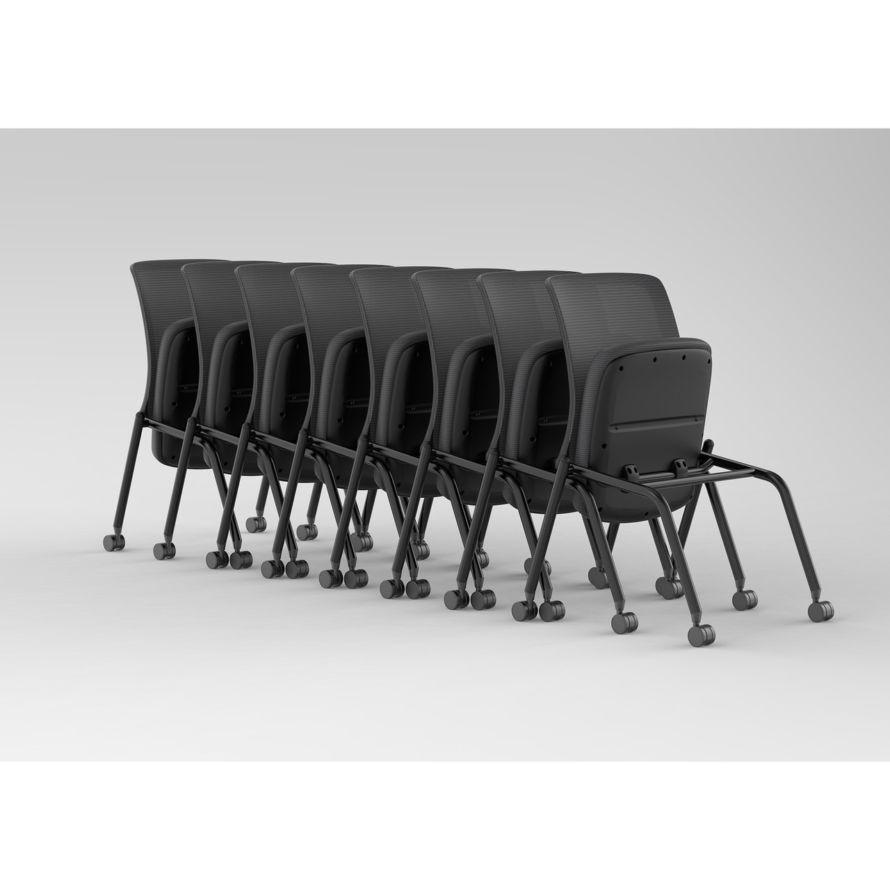 OfficeSource Orion Armless Nesting Chair with Black Frame - Set of 2 - Image 6