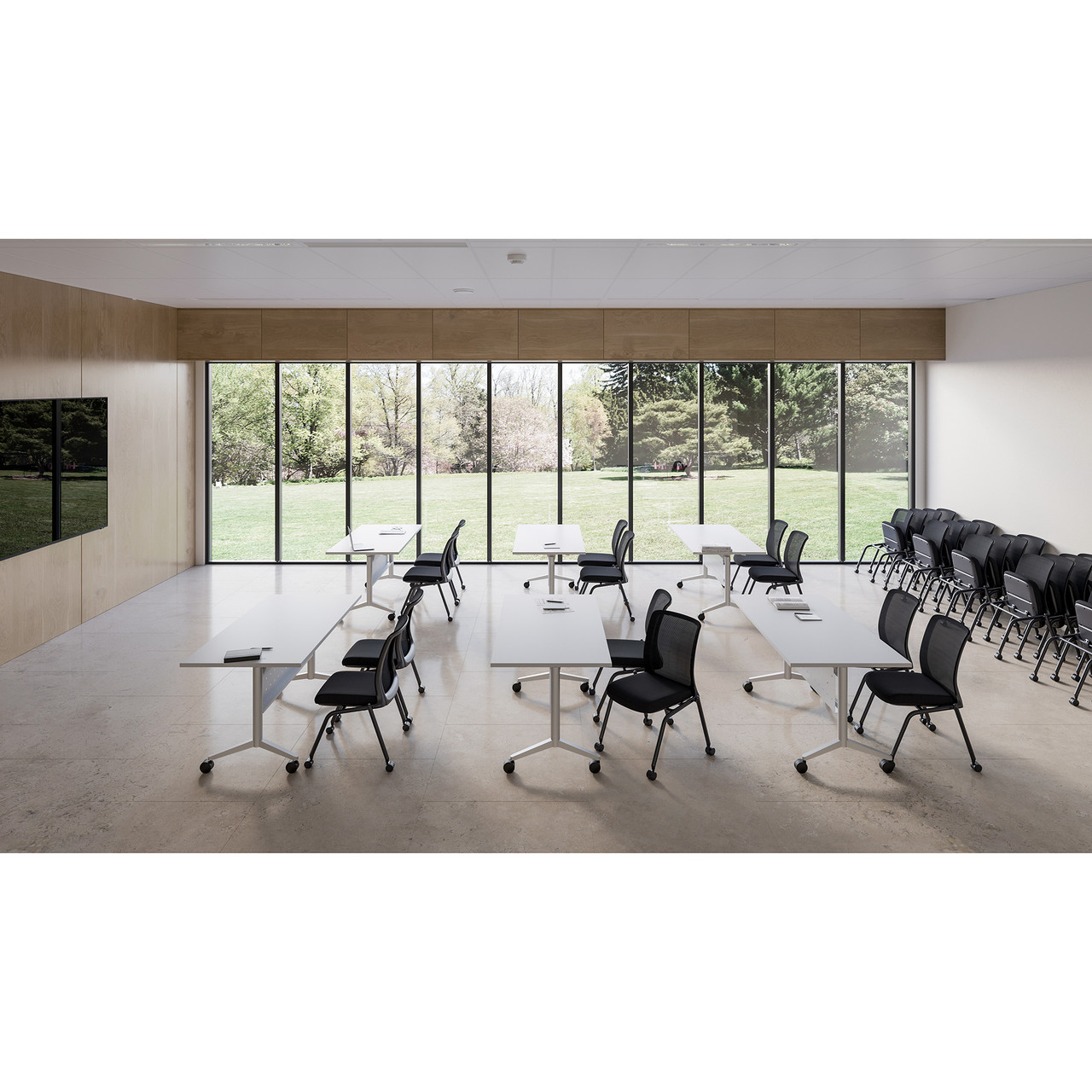 OfficeSource Orion Armless Nesting Chair with Black Frame - Set of 2 - Image 9