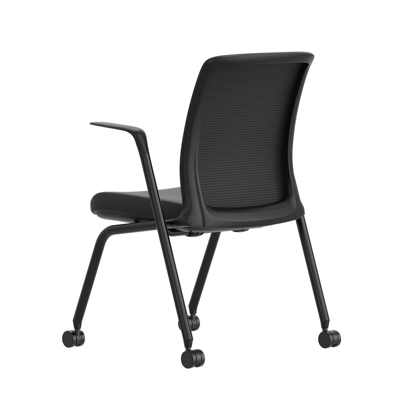 OfficeSource Orion Nesting Chair with Arms and Black Frame - Set of 2 - Image 4
