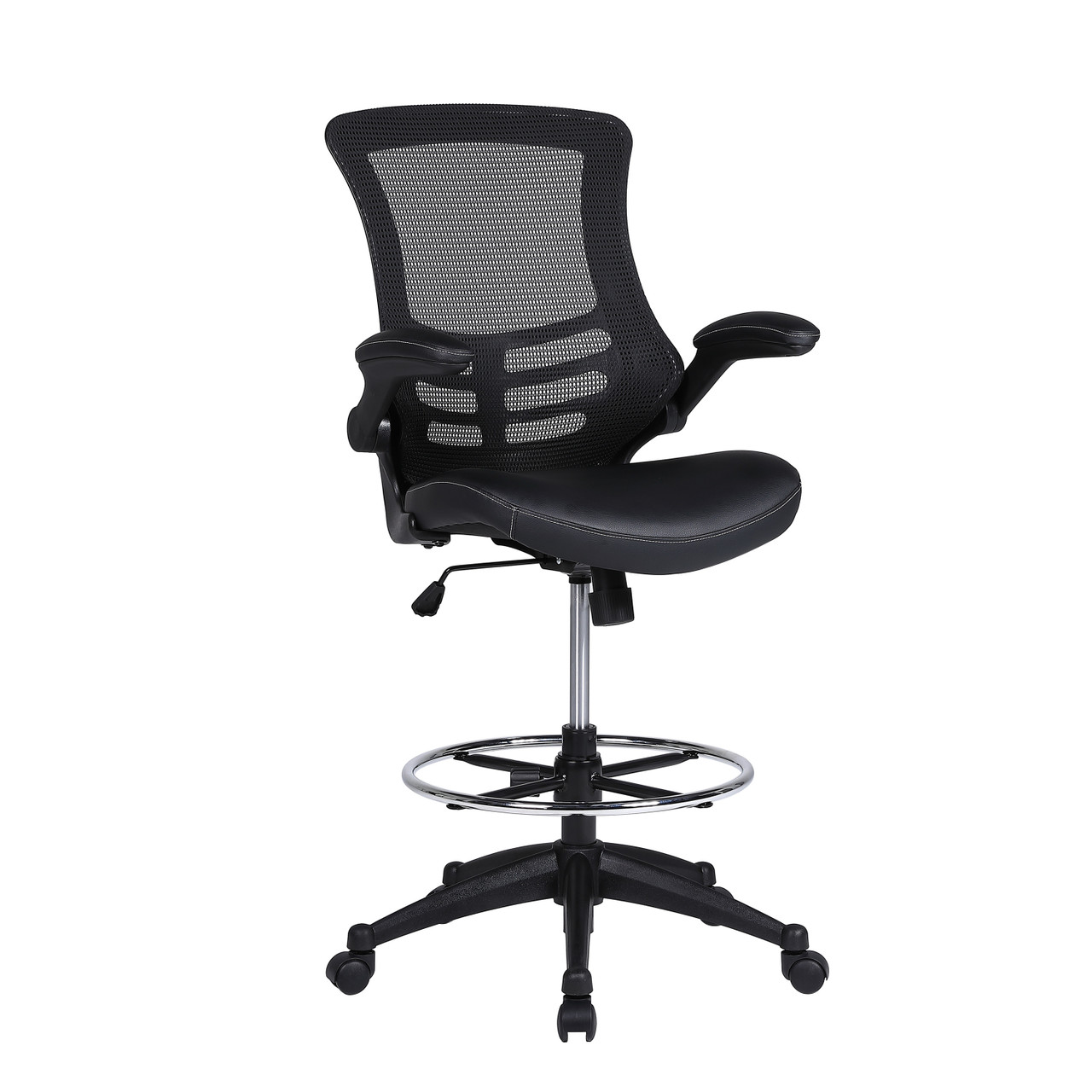 スツール postmodern designe high chair 2set Serene 2.0 Bonded Leather Flip Arm Stool - COE Distributing
