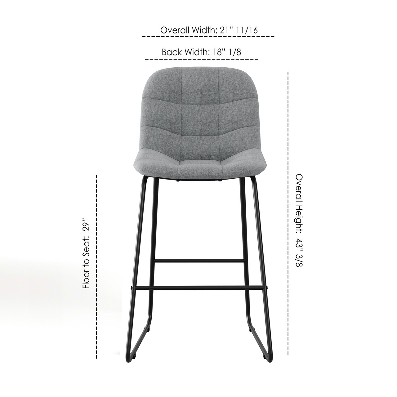 OfficeSource | Jaden | Café Height Fabric Stool with Black Sled