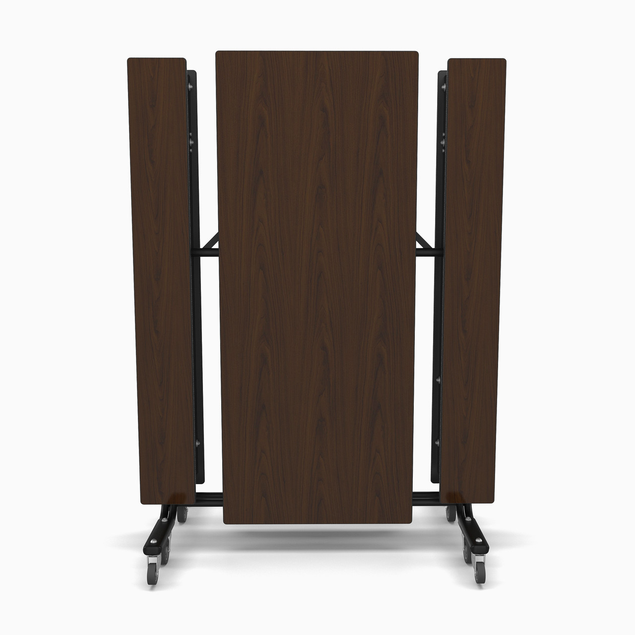 19F Mobile Cafeteria Bench Table, 12' Long, 27" High, Fusion Maple, Black Frame - Image 9