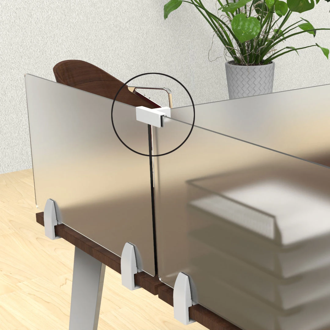 OfficeSource SafeGuard Barrier Collection T-Shaped Bracket (For 6MM Acrylic Screens) - Image 3