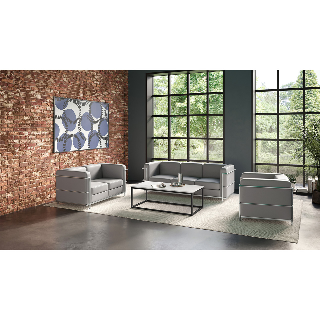 OfficeSource | Madison | Sofa with Chrome Frame - COE Distributing
