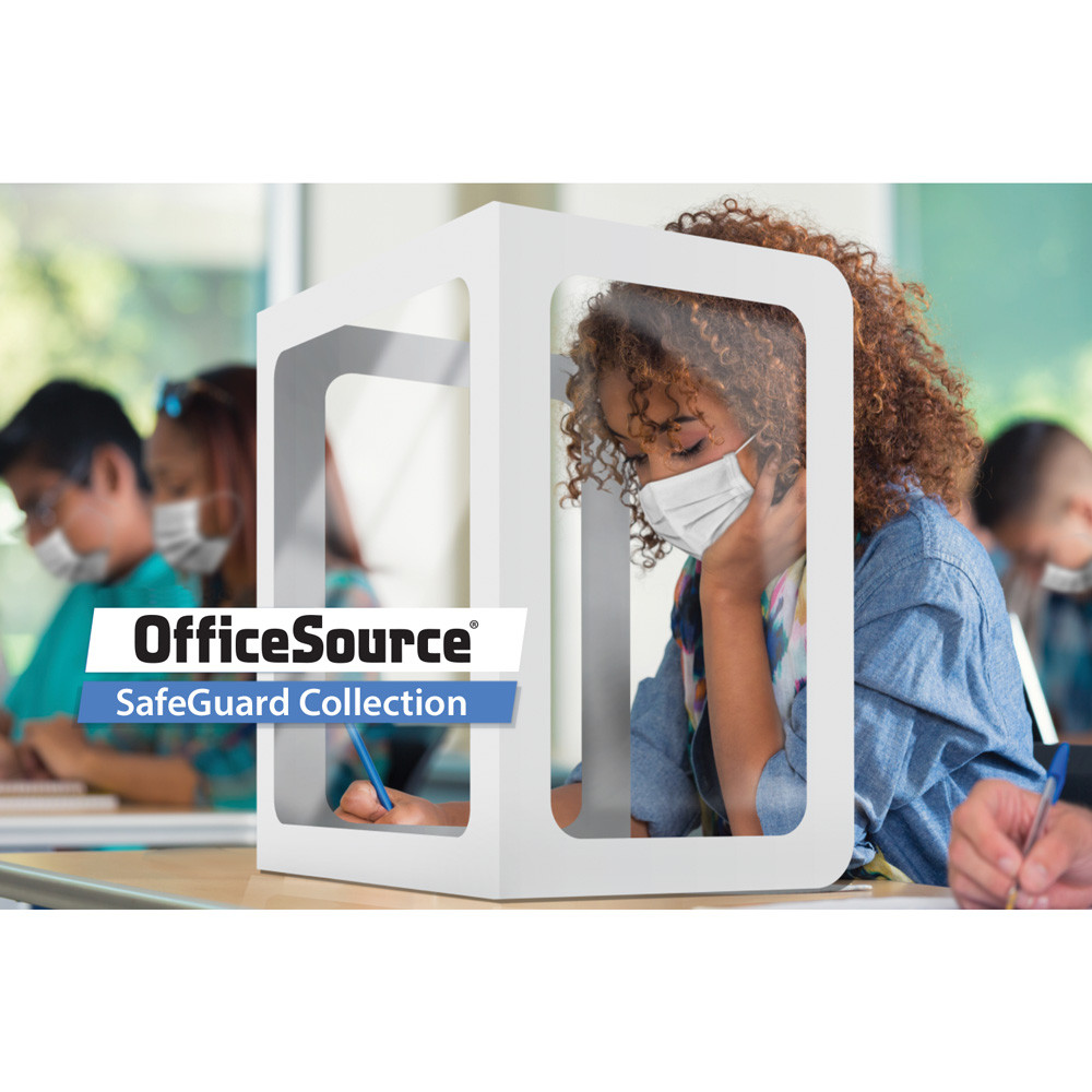 OfficeSource | SafeGuard Barrier | All Plastic Tri-Fold Screen w/Window and Clear Side Panels - 20" x 24" Window - Image 3