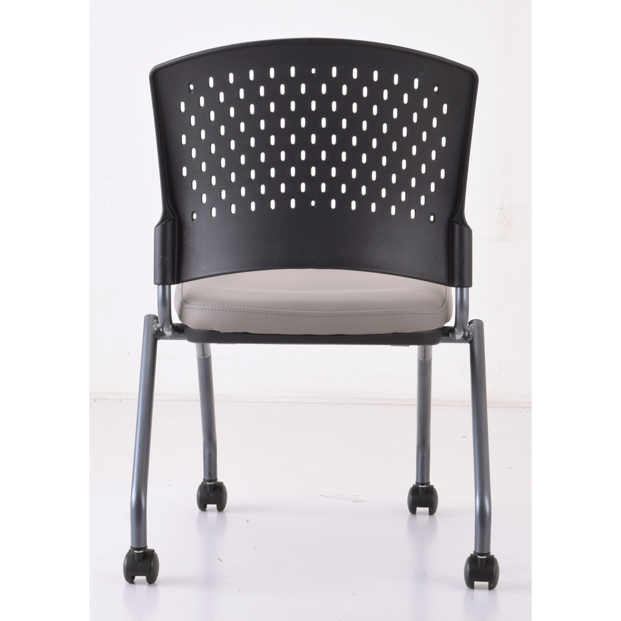 OfficeSource | Perch | Armless Nesting Chair with Casters, Titanium Frame - Image 7