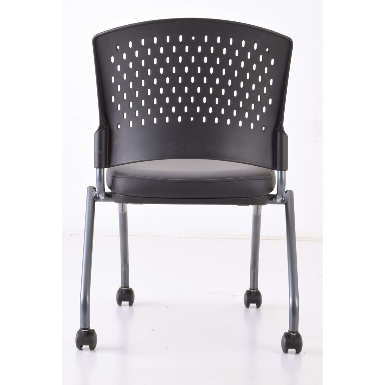 OfficeSource | Perch | Armless Nesting Chair with Casters, Titanium Frame - Image 8