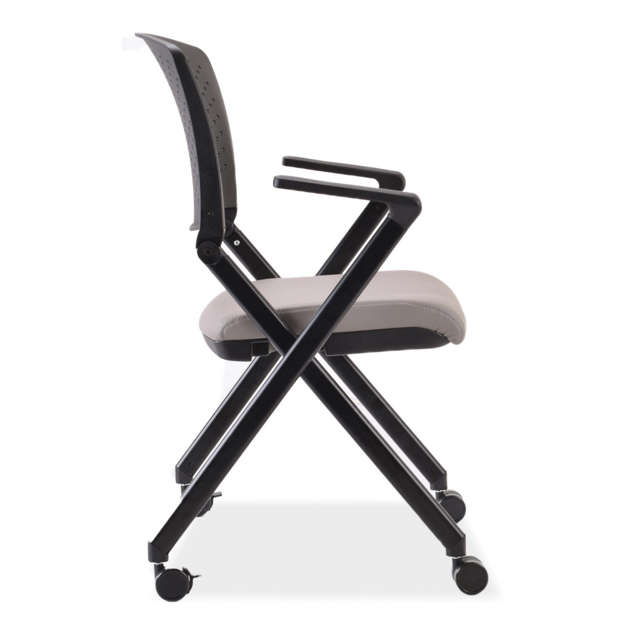 OfficeSource | Julep | Nesting Chair with Arms and Casters, Black Frame - Image 4