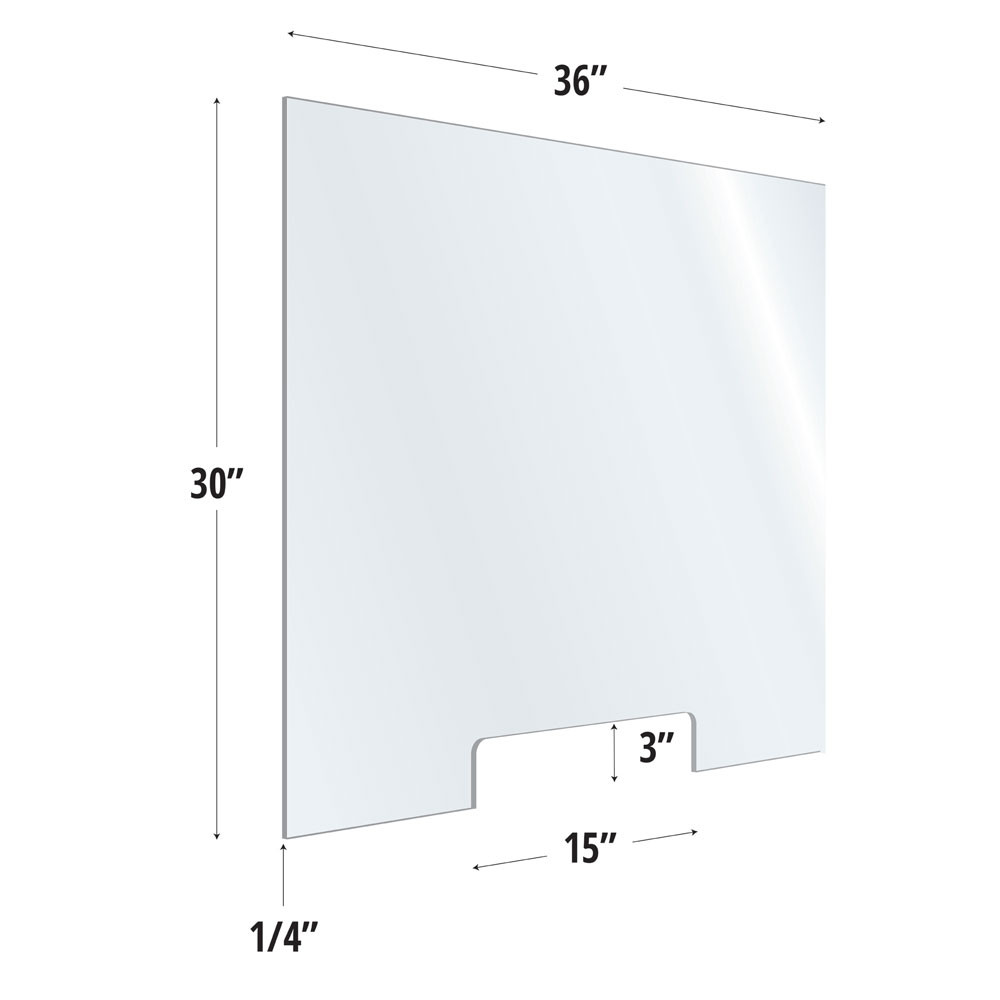 OfficeSource SafeGuard Barrier Collection Clear Acrylic Screen with Transaction Cutout - 36"W x 30"H - Image 2