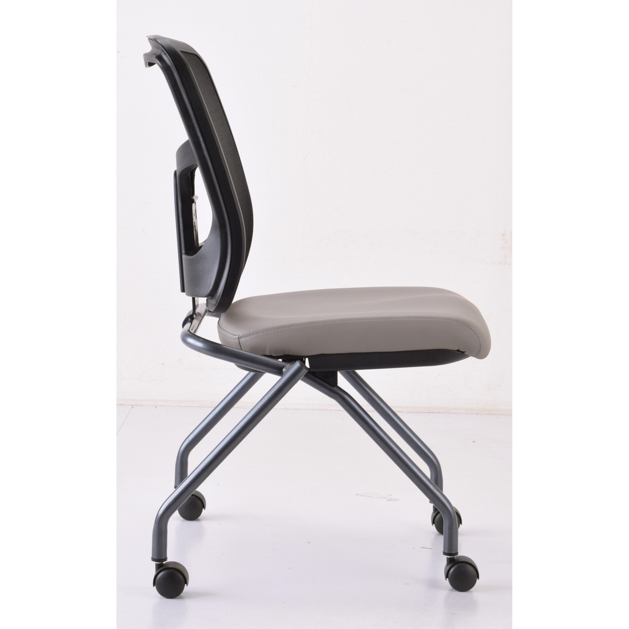 OfficeSource CoolMesh Collection Armless Nesting Chair with Titanium Gray Frame - Image 3